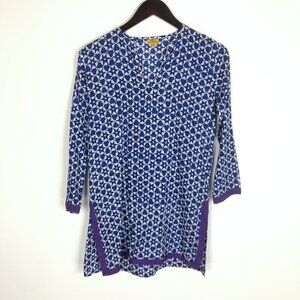Roberta Roller Rabbit Printed Kurta Tunic Top Side Slits Lightweight Cotton XS